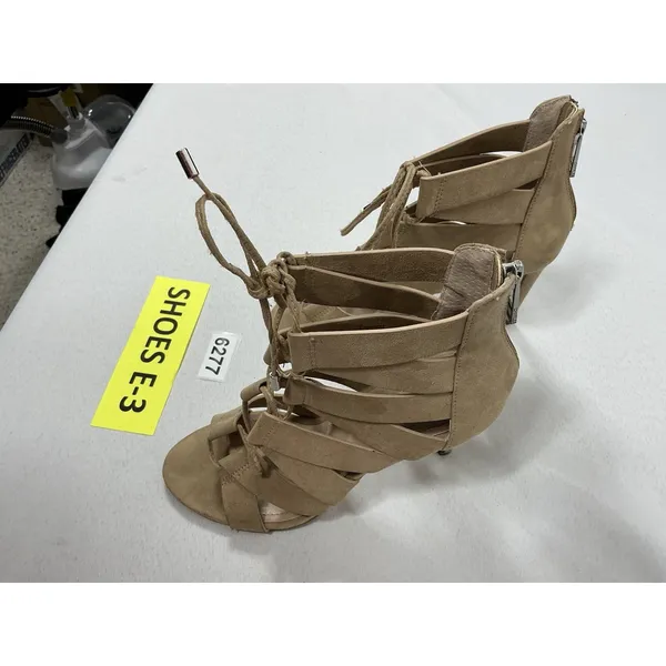 Womans Charles By Charles David Stiletto Sandals 6 M Beige Strappy Open Toe Zip - Image 2