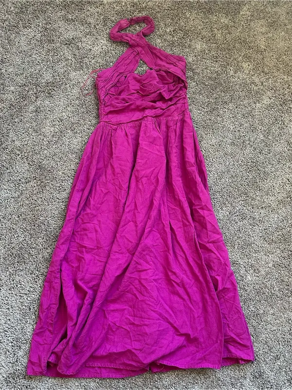 Astr Fuchsia Halter Midi Dress - Image 2