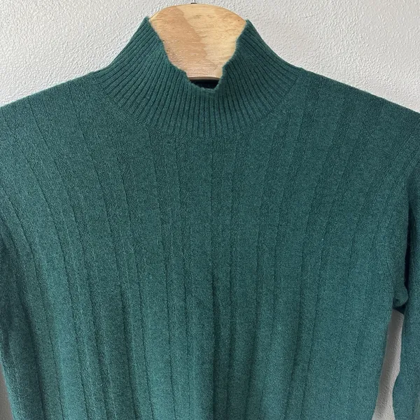 J. Crew Green Medium Ribbed Mockneck Sweater Supersoft Yarn Wool Alpaca‎ Blend - Image 2