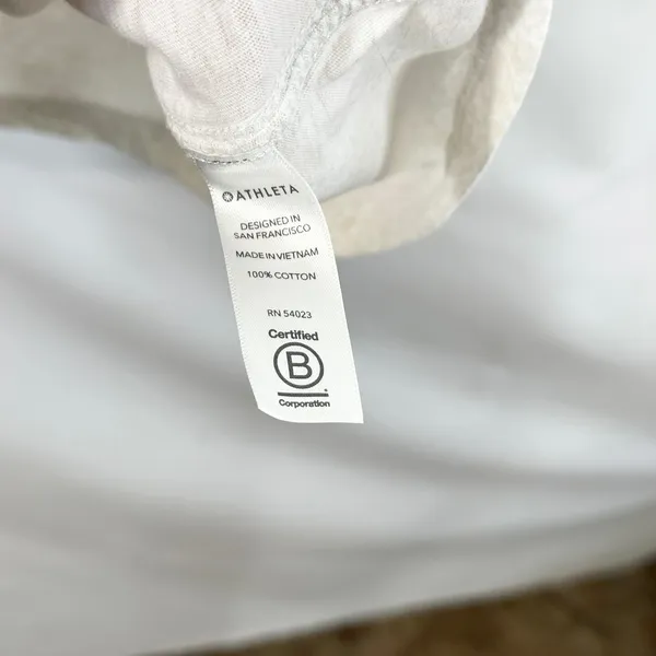 Athleta XL Top Short Sleeve Cotton Snakeskin White Cream Boxy Layering Base 593 - Image 10