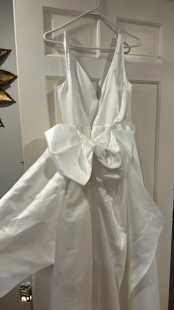 Ivory Backless A-Line Bow Maxi Dress Wedding/Graduation - Image 5