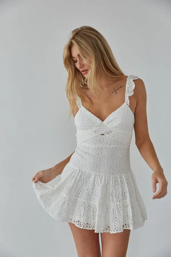 American Threads Liliana Lace Mini Dress white - Image 2