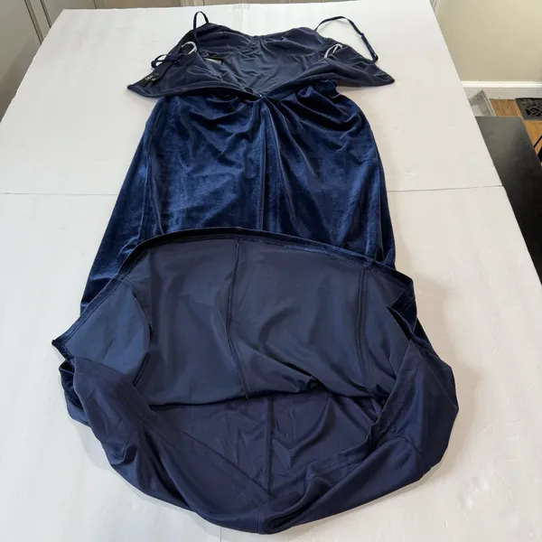 NWT Lulus Alluring Icon‎ Navy Blue Velvet Bustier Sleeveless Maxi Dress LARGE - Image 7