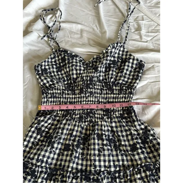 Francesca's Navy & White Smocked Gingham Sundress - Image 4
