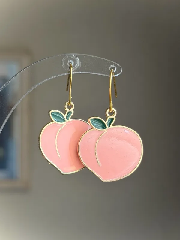 Handmade peach cute funky y2k earrings  - Image 2