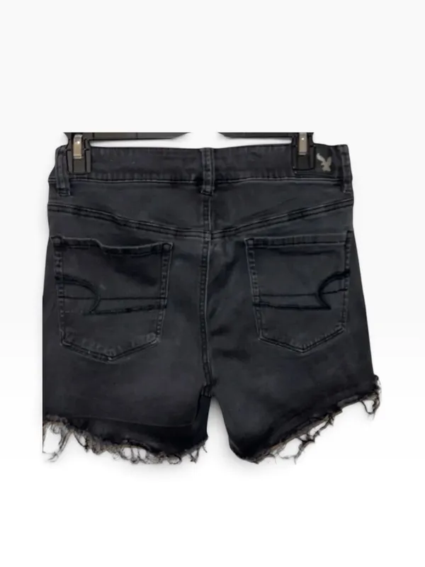 American Eagle Outfitters AEO Women's Black Distressed Denim Stretch Shorts - Image 3