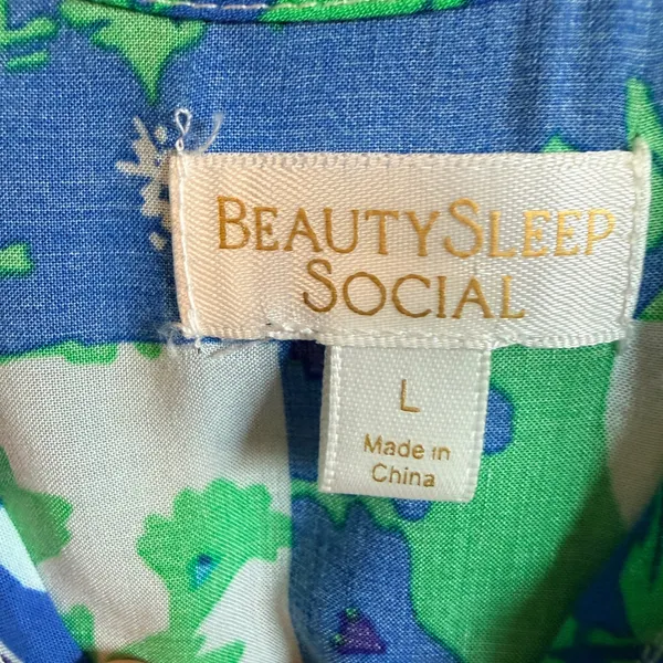 BeautySleep Social Nightgown or Dress Women Large Blue Floral Patchwork‎ Midi - Image 2