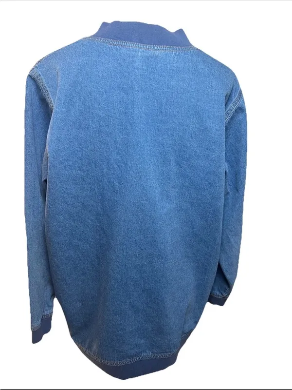 Vintage Blair Denim Baseball Jacket Women's L Blue Long Sleeve *see Photos - Image 2