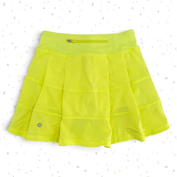 Lululemon Pace Rival Skirt Electric Lemon Yellow Bright Neon Pleats Skort Size 0 - Image 2