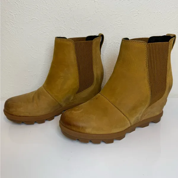 Sorel Joan of Arctic Wedge Ankle Boots Camel Size 7 - Image 4