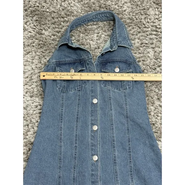 House of Harlow 1960 Women’s Denim Halter Mini Dress Backless Y2K Blue Size S - Image 13