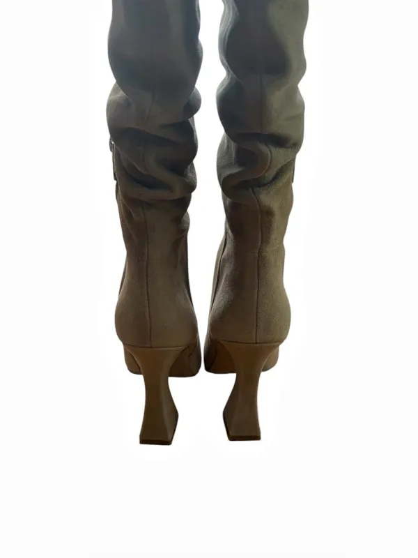 Vince Camuto Womens Taupe Suede Slouchy Pointed Toe High Heel Boots Size 5.5M - Image 4