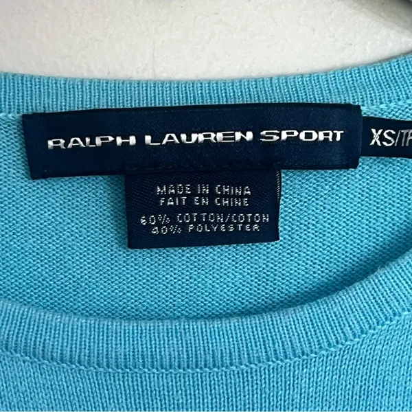 Ralph‎ Lauren Sport Womens Light Blue Cotton Blend Crewneck Sweater Size XS - Image 3