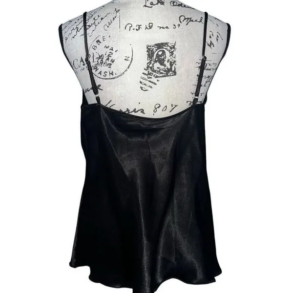 Nicole Miller New‎ York Black Satin Cowl Neck Cami Rhinestone Chain Straps M NEW - Image 5