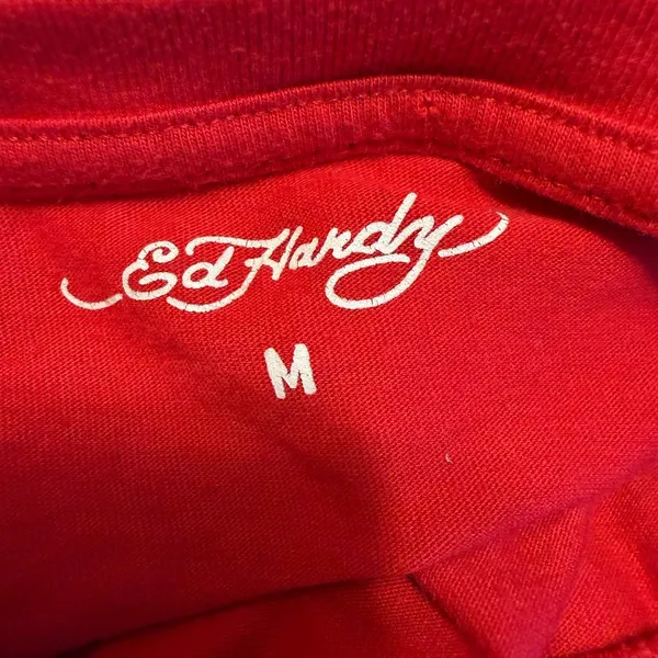 Vtg‎ Ed Hardy Tshirt Single Stitch Red Women Medium Cropped Y2K Dragon 80s 90s - Image 6