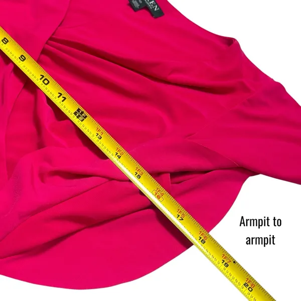 Lauren Ralph Lauren Pink V-Neck Ruched Midi‎ Dress Special Occasion Evening 10 - Image 11