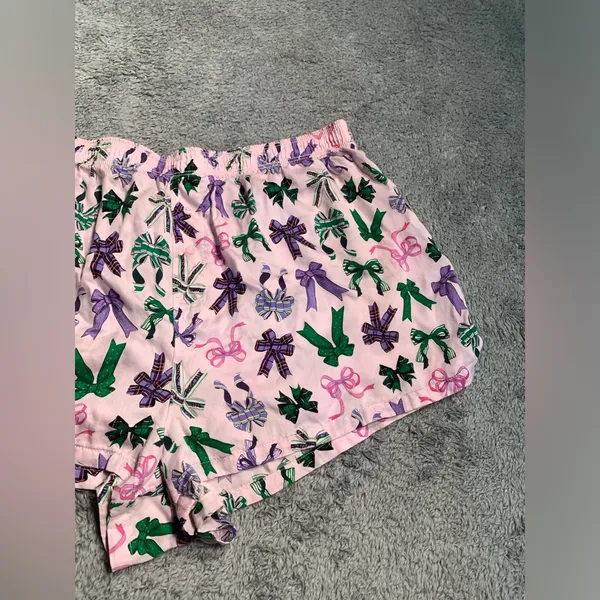 Pink Victoria’s Secret pajama lounge bow pattern Shorts large - Image 3
