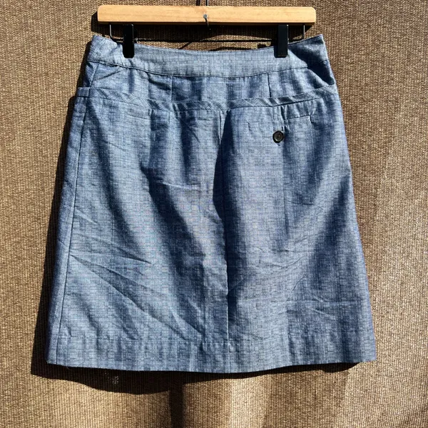 Derek Lam For Design Nation Blue Chambray Woven A-Line, Pleated Mini Skirt 8 - Image 6