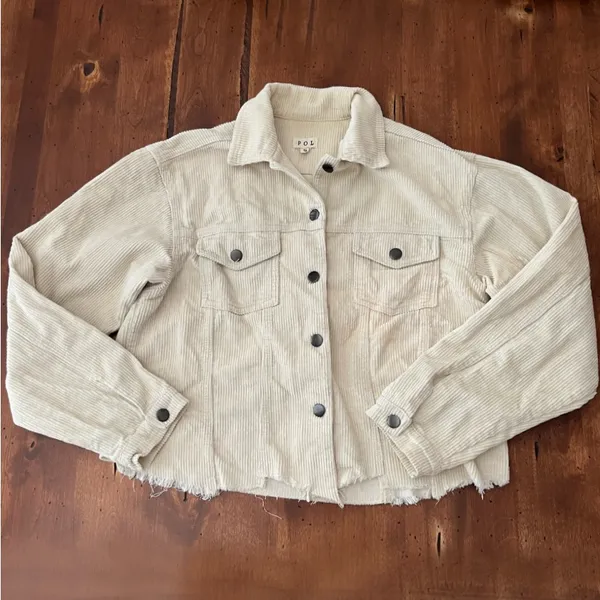 Pol Cream Distressed Button Front Corduroy Jacket - Image 2