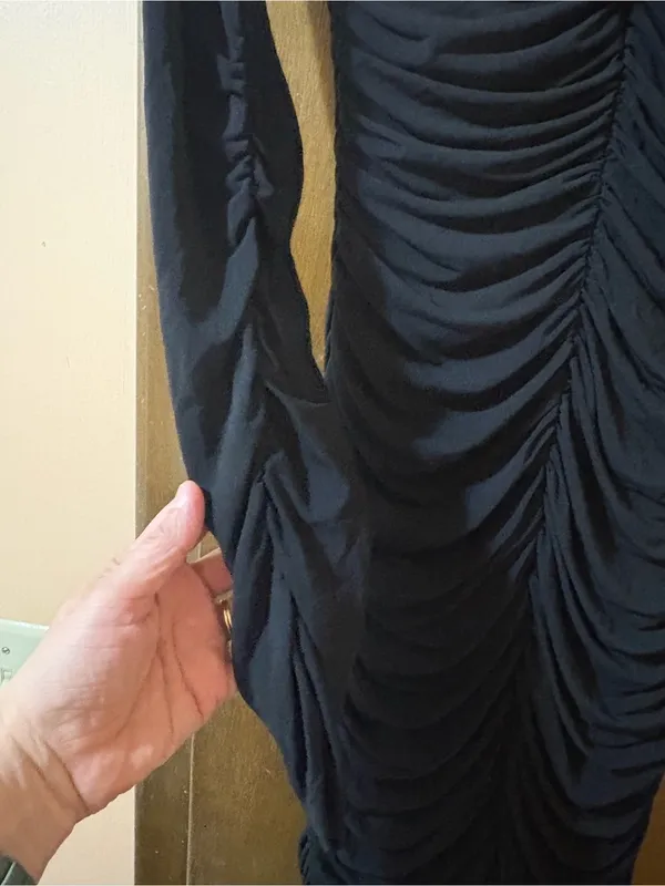 NWT A.L.C. Avery Black Long Sleeve Cut-Out Ruched Midi Dress - Image 6