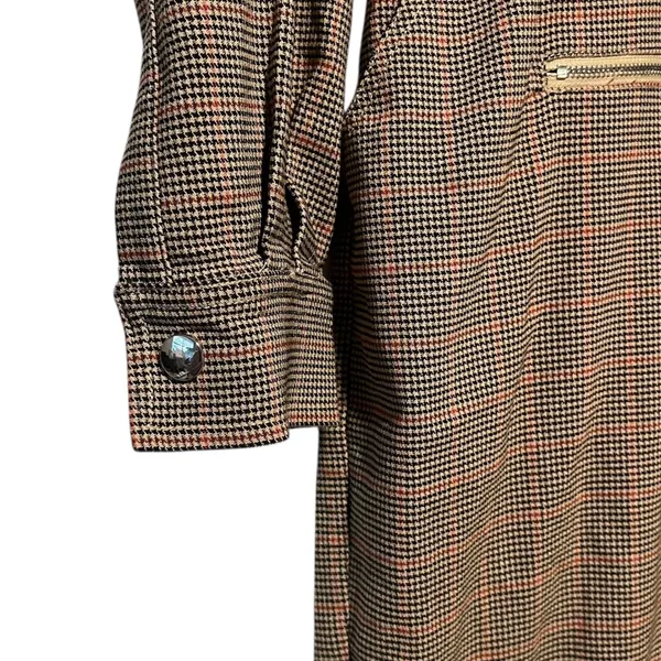 WEWOREWHAT Houndstooth Jumpsuit Women's M/M Long Sleeve Zip Front‎ Pockets - Image 5