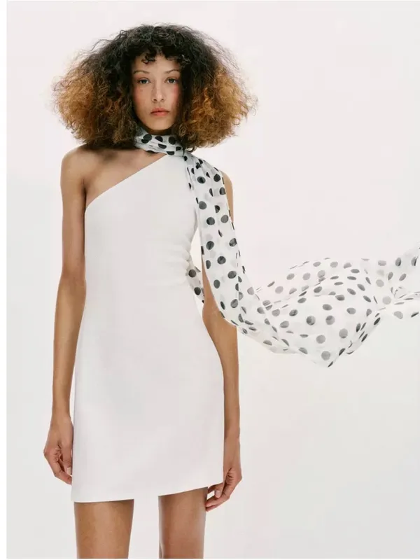 Zara POLKA DOT HALTER SCARF‎ DRESS - Image 2