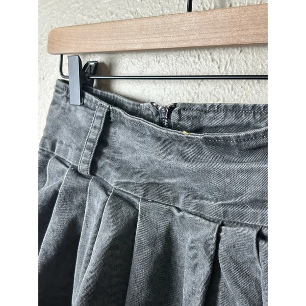 Vintage Y2K Micro Mini Skirt Size Small Skort Black Denim Skater Preppy Grunge - Image 5