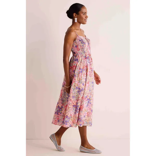 NWT Avara Just Me Iris Floral Embroidered Midi Dress Medium Smocked Cottage Boho - Image 12