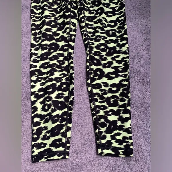 Savage x fenty sport Leopard Print Leggings in Neon Green and Black - Image 2
