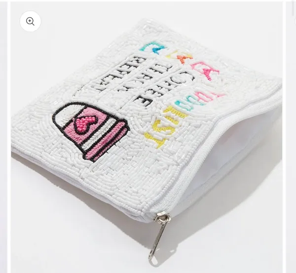 “Coffee, Teach, Repeat" Beaded Coin Pouch for Teacher's Day - Image 2