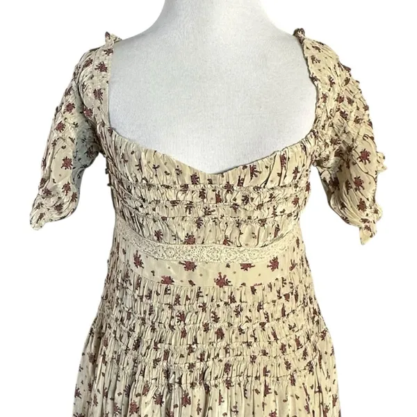 Free People Dainty Cottage Ethereal Bali Juniper Midi Dress 8 Lace Cream Floral - Image 12