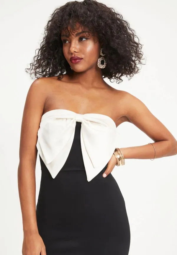 VICI Black Dress With White Satin Bow - Image 5