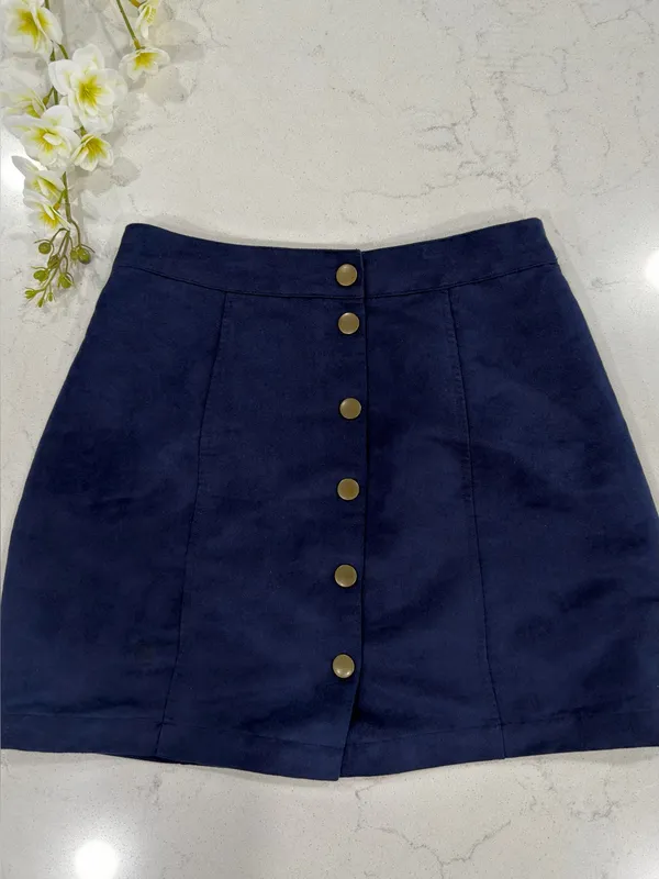 Old Navy Navy Button-Front Mini Skirt with Gold Buttons - Image 2