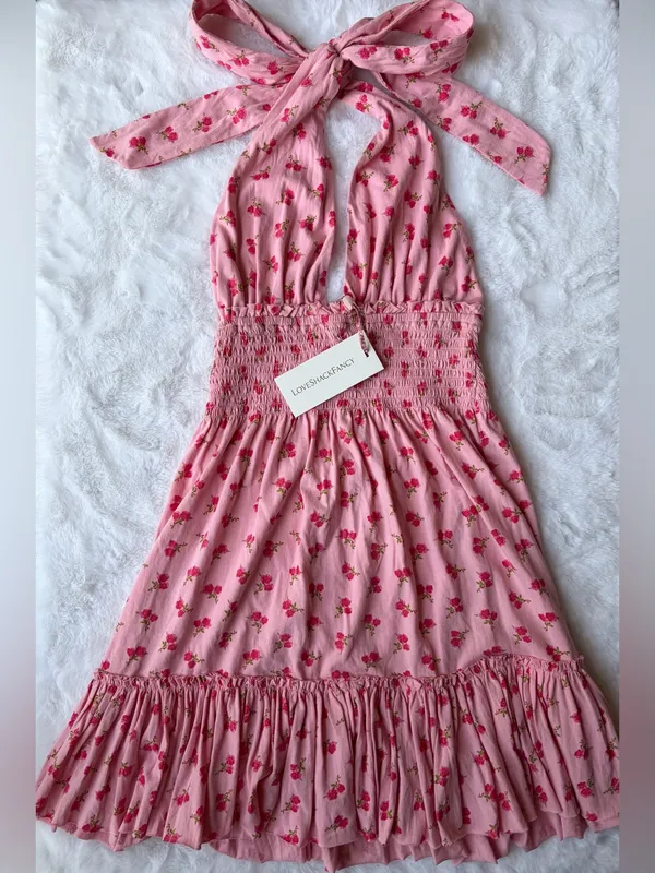 NWT Loveshackfancy Aisling Halter Cotton Mini Ruffle Dress - Image 5