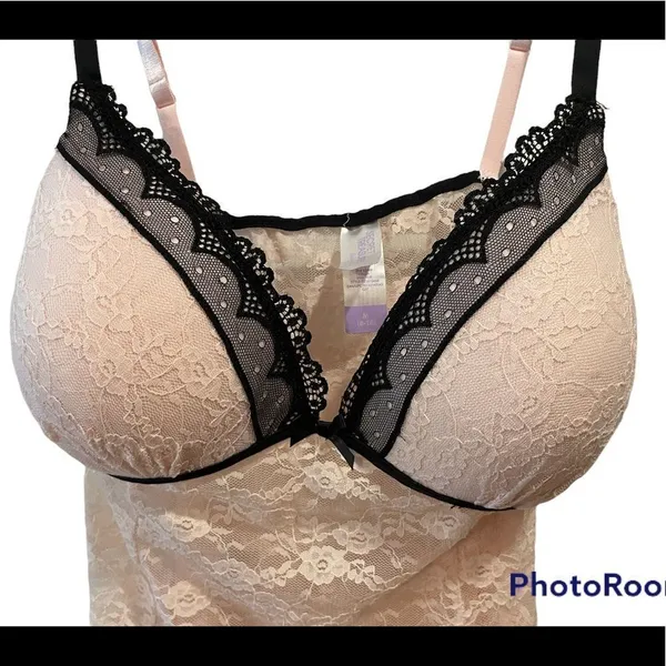 Secret Treasures Pink and Black Lace Lingerie Sleepwear Bra Top - Image 3