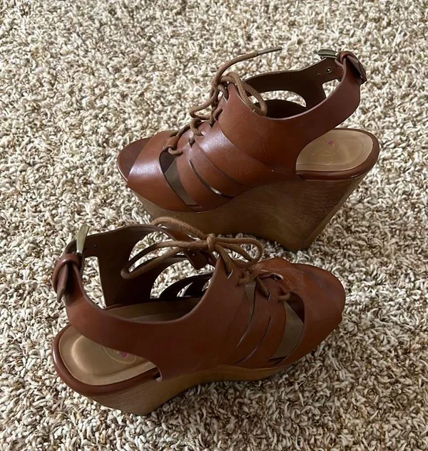 Brown Platform Wedges Size 7 - Image 6