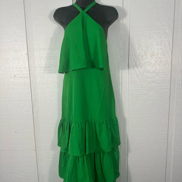 Misa Hylton for INC Green High Neck Spaghetti Strap Tiered Dress Size Small NWOT - Image 3