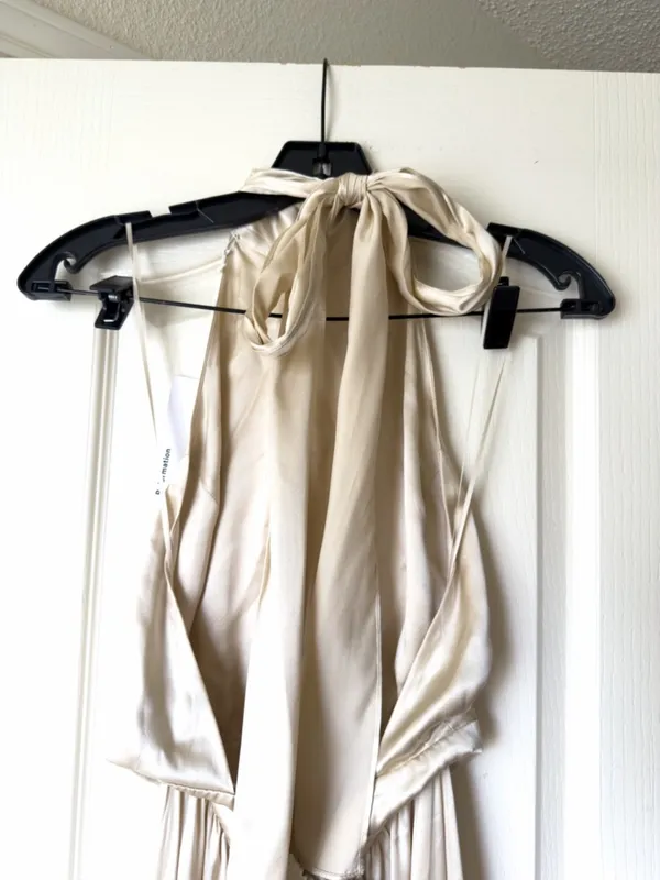 Reformation Alani Silk Halter Maxi Dress Backless Wedding‎ Ivory Size 6 NWT - Image 8