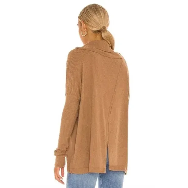 Free‎ People Juicy Long Sleeve Waffle Cowl Neck Top Size Medium NWT - Image 3