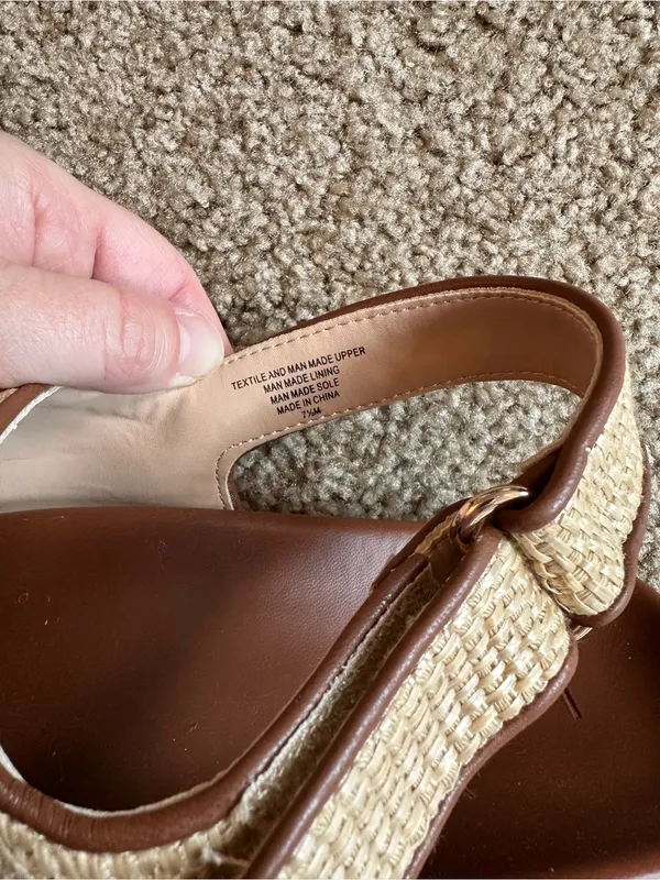 LOFT Tan Woven Dual-Buckle Sandals with Brown Footbed - Image 8