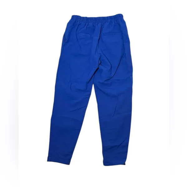 Bershka blue baggy pants pleated tapered‎ leg cuffed hem pullon Small - Image 5