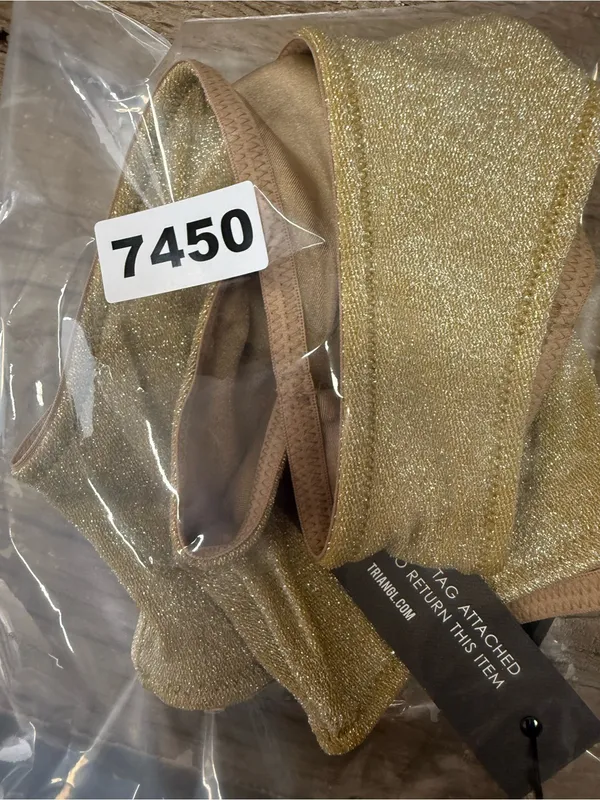Triangl Gold Shimmer High Waisted Bikini Bottoms size large NWT - Image 4