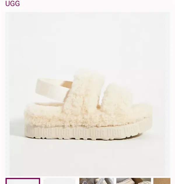 Cream Sherpa Ugg Strapped Sandals - Image 2