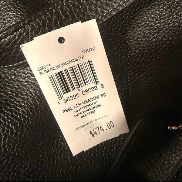 NWT Coach CM074 Black Pebbled Leather “Meadow” Shoulder Bag - Image 7