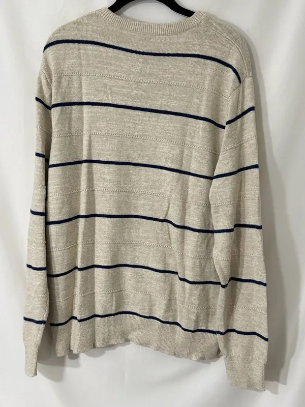 J.Crew Striped Sweater Size XL Beige Blue Cotton Crew - Image 6