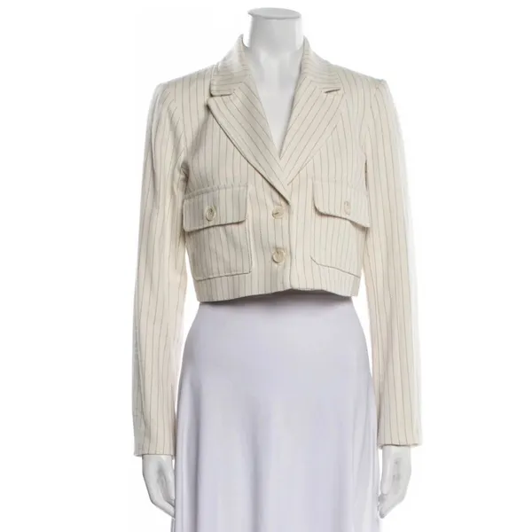 Rachel Zoe Striped Cropped Blazer Size 6‎ Ivory Pinstripe NWT Preppy Chic - Image 5