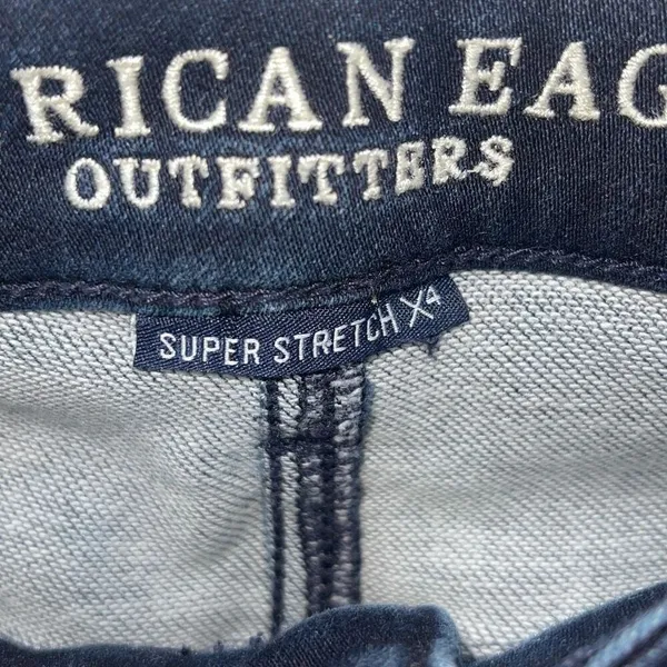 American Eagle Womens Super Stretch X4 Distressed High Rise Jegging‎ Dark Wash 6 - Image 5