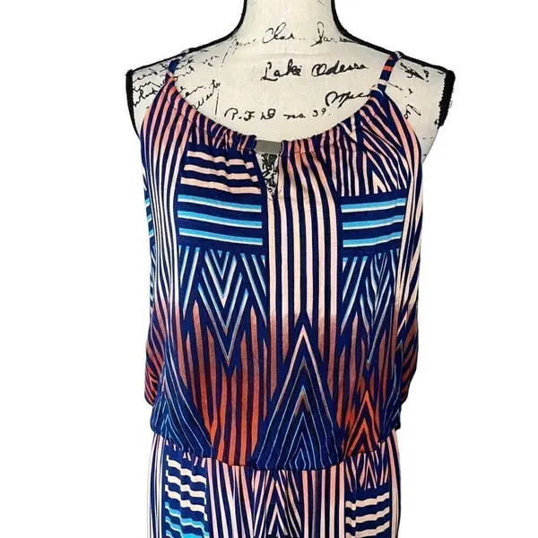 Allison‎ Brittney Blue Orange Geometric Sleeveless Maxi Dress Large NWT - Image 3
