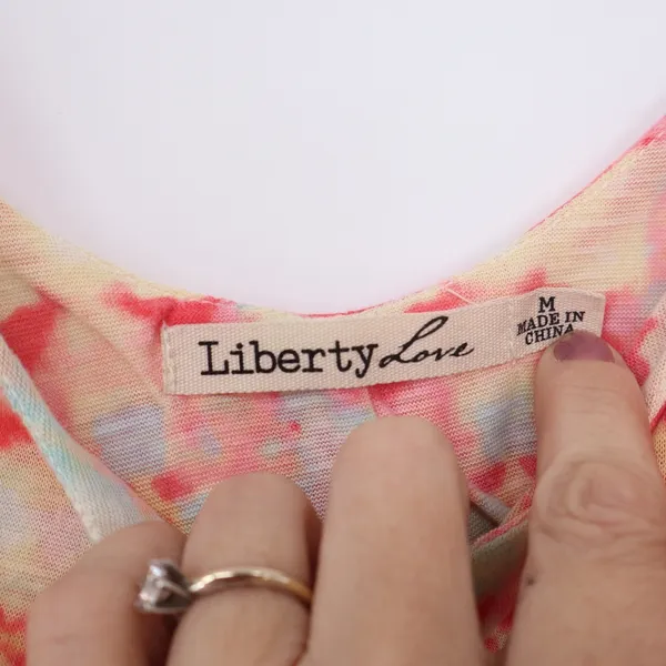 Liberty Love Pink Yellow Blue Tie Dye Cami Tank Top Adjustable Straps Size M - Image 3