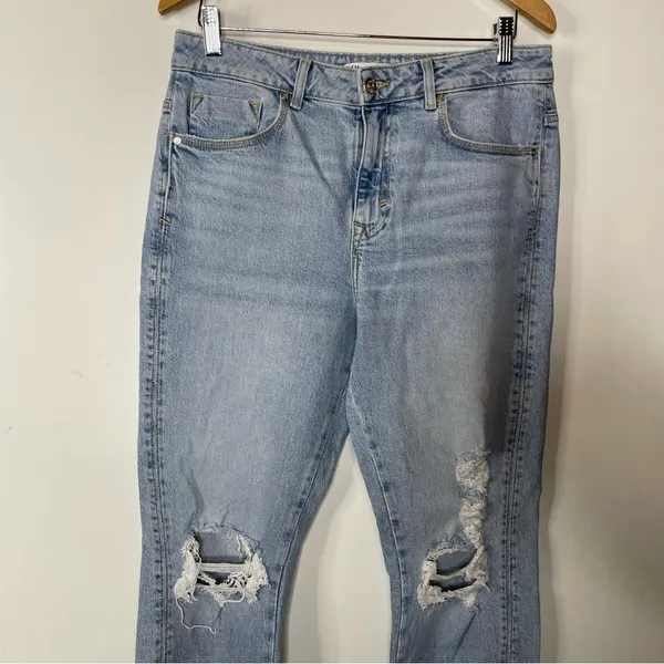 Zara Jeans‎ Distressed Straight Leg Jeans Size 30 - Image 3